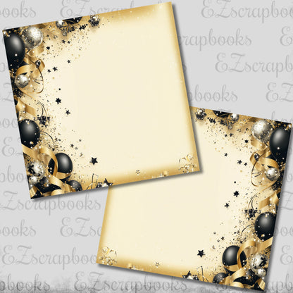 New Year Gold Border Stars NPM - Scrapbook Layout - 26-003