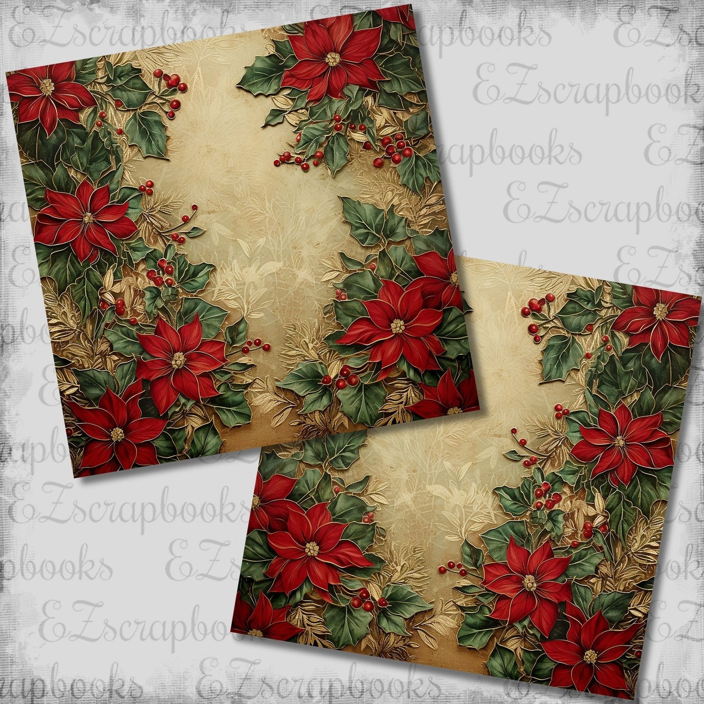 Christmas Poinsettias NPM - Scrapbook Layout - 25-903