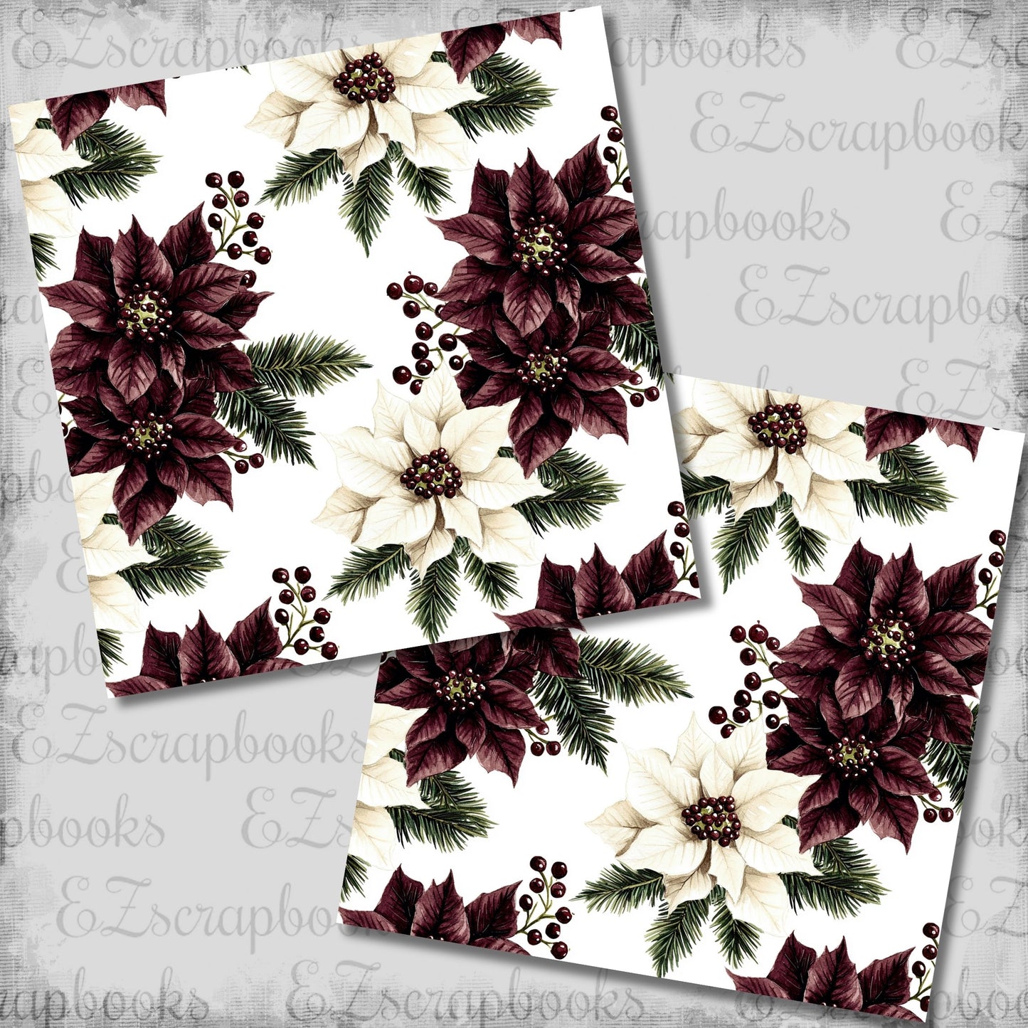 Joyful Poinsettias - Christmas Scrapbook Papers - 25-922