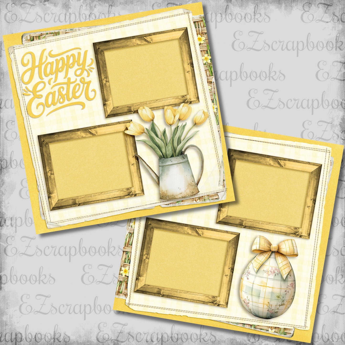 Happy Easter Yellow Cottagecore - Scrapbook Layout - 26-124