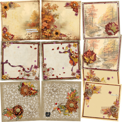 Moment in Time - Fall - EZ Background Pages -  Digital Bundle - 10 Digital Scrapbook Pages - INSTANT DOWNLOAD