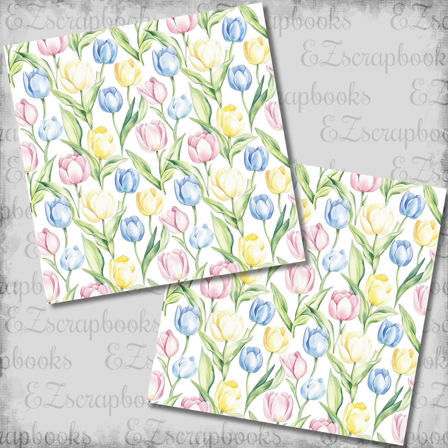 Pastel Easter Tulips - 12x12 Scrapbook Papers - 26-148