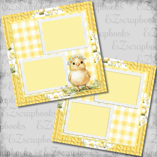 Easter Chick Yellow Cottagecore - Scrapbook Layout - 26-126