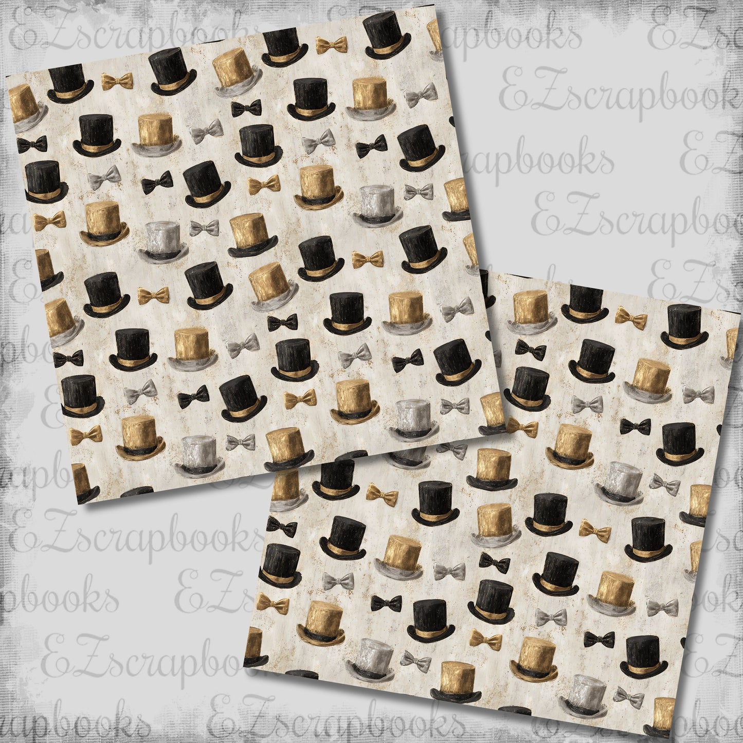 Vintage New Year Gentleman Hats - Scrapbook Papers - 26-023