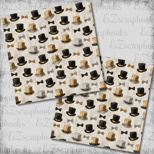Vintage New Year Gentleman Hats - Scrapbook Papers - 26-023