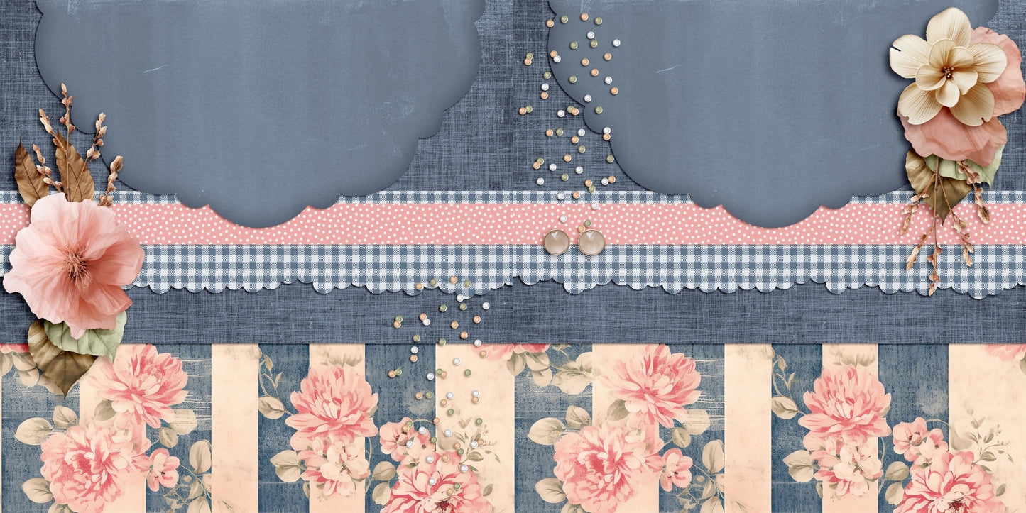 Pink Denim NPM - Set of 5 Double Page Scrapbook Layouts - 26-1015