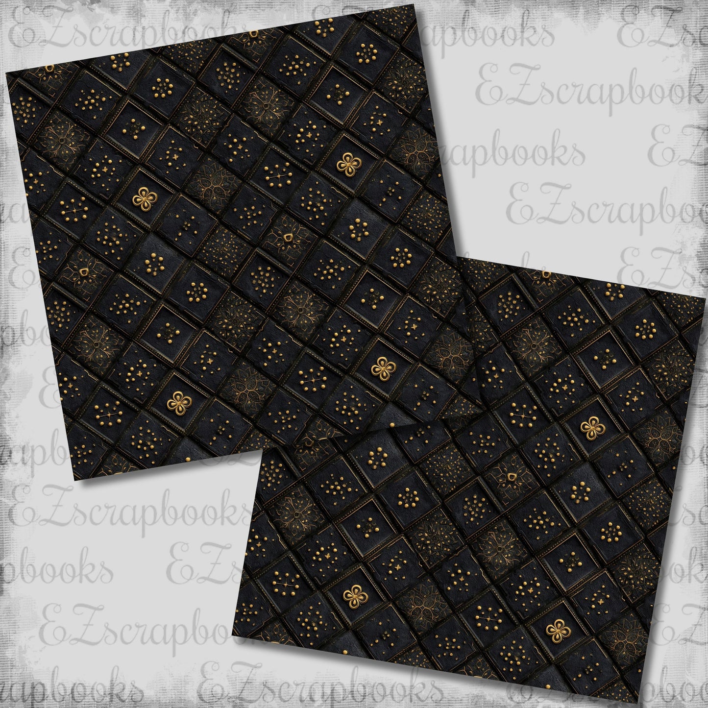 Black & Gold New Year Pattern - Scrapbook Papers - 26-007