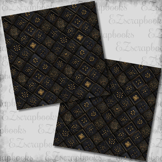 Black & Gold New Year Pattern - Scrapbook Papers - 26-007