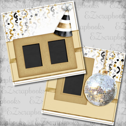 New Year Confetti Hat & Ball - Scrapbook Layout - 26-036