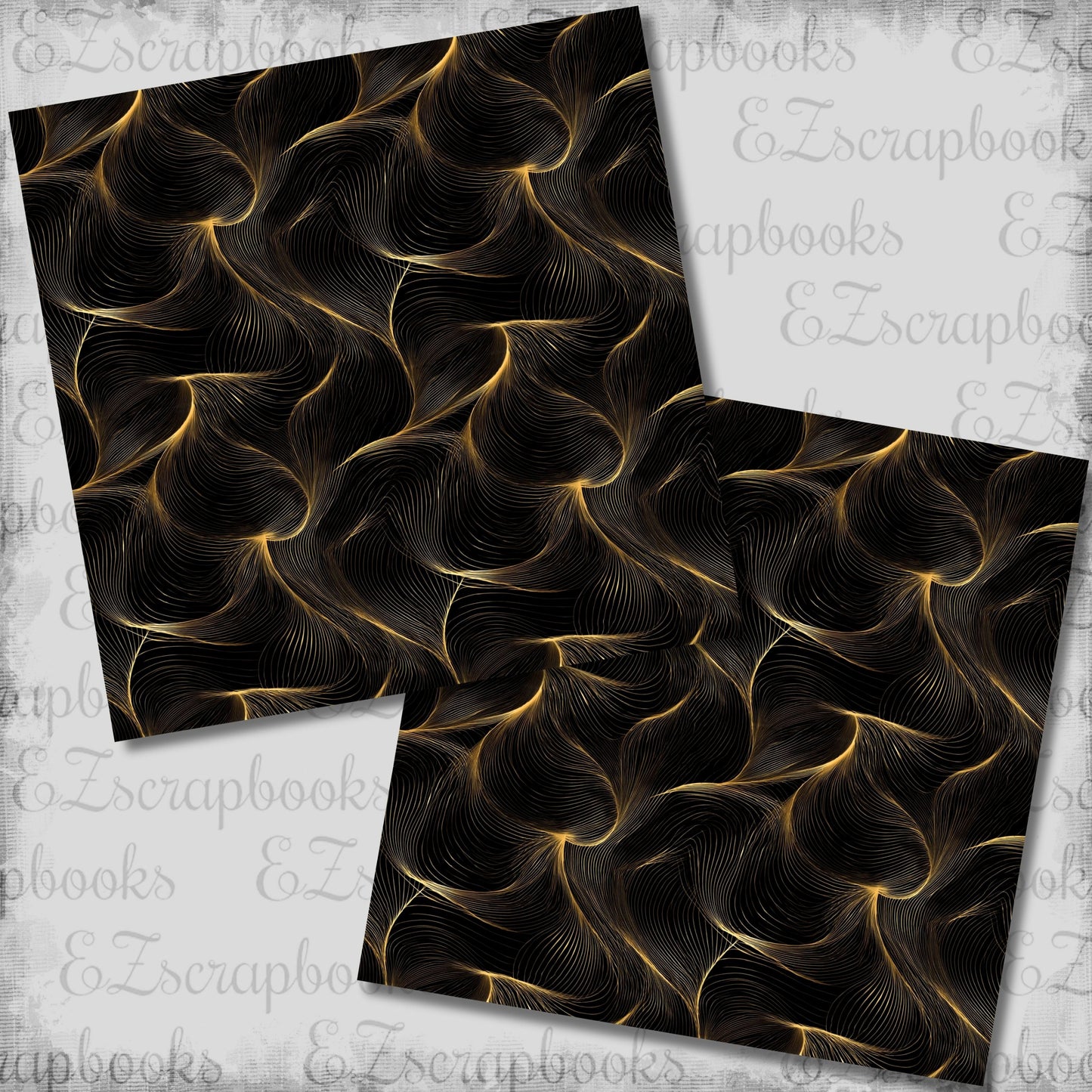 Black & Gold New Year Swirls - Scrapbook Papers - 26-008