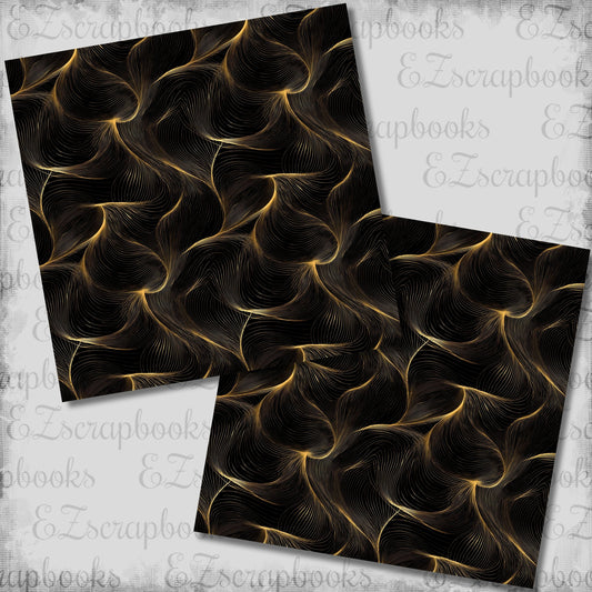 Black & Gold New Year Swirls - Scrapbook Papers - 26-008