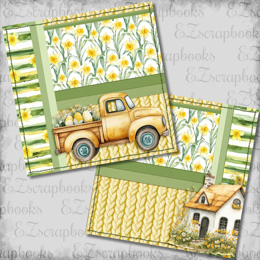 Easter Truck Yellow Cottagecore NPM - Scrapbook Layout - 26-129
