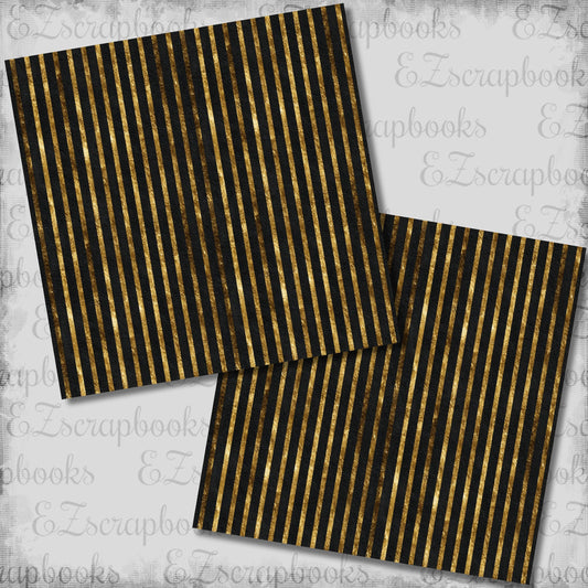 Black & Gold New Year Stripes - Scrapbook Papers - 26-009