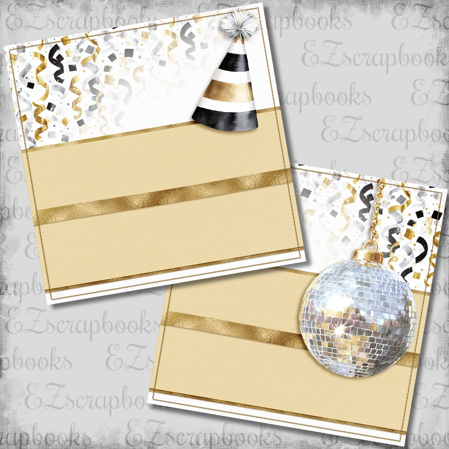 New Year Confetti Hat & Ball NPM - Scrapbook Layout - 26-037