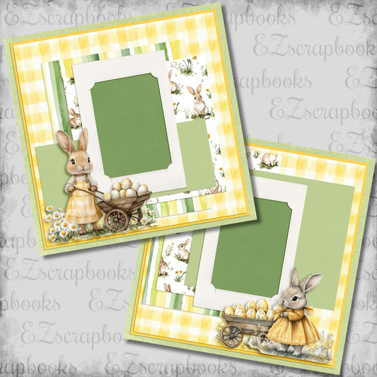 Easter Bunnies Yellow Cottagecore - Scrapbook Layout - 26-130