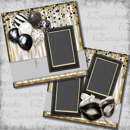 Happy New Year Mask & Balloons - Scrapbook Layout - 26-032