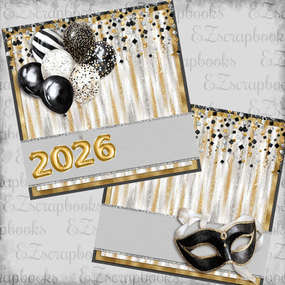2026 Happy New Year Mask & Balloons NPM - Scrapbook Layout - 26-039