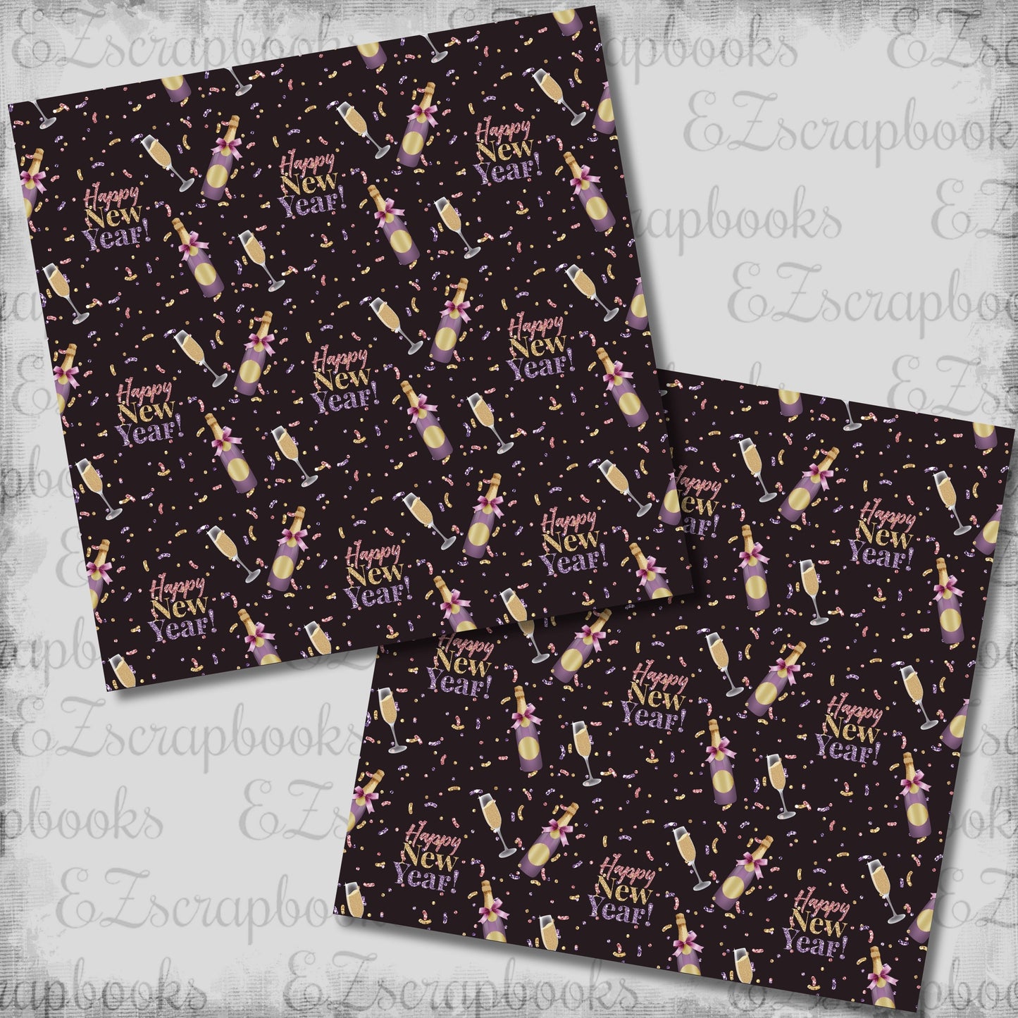 New Year Mauve Champagne - Scrapbook Papers - 26-020