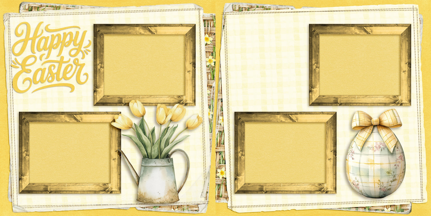 Happy Easter Yellow Cottagecore - Scrapbook Layout - 26-124