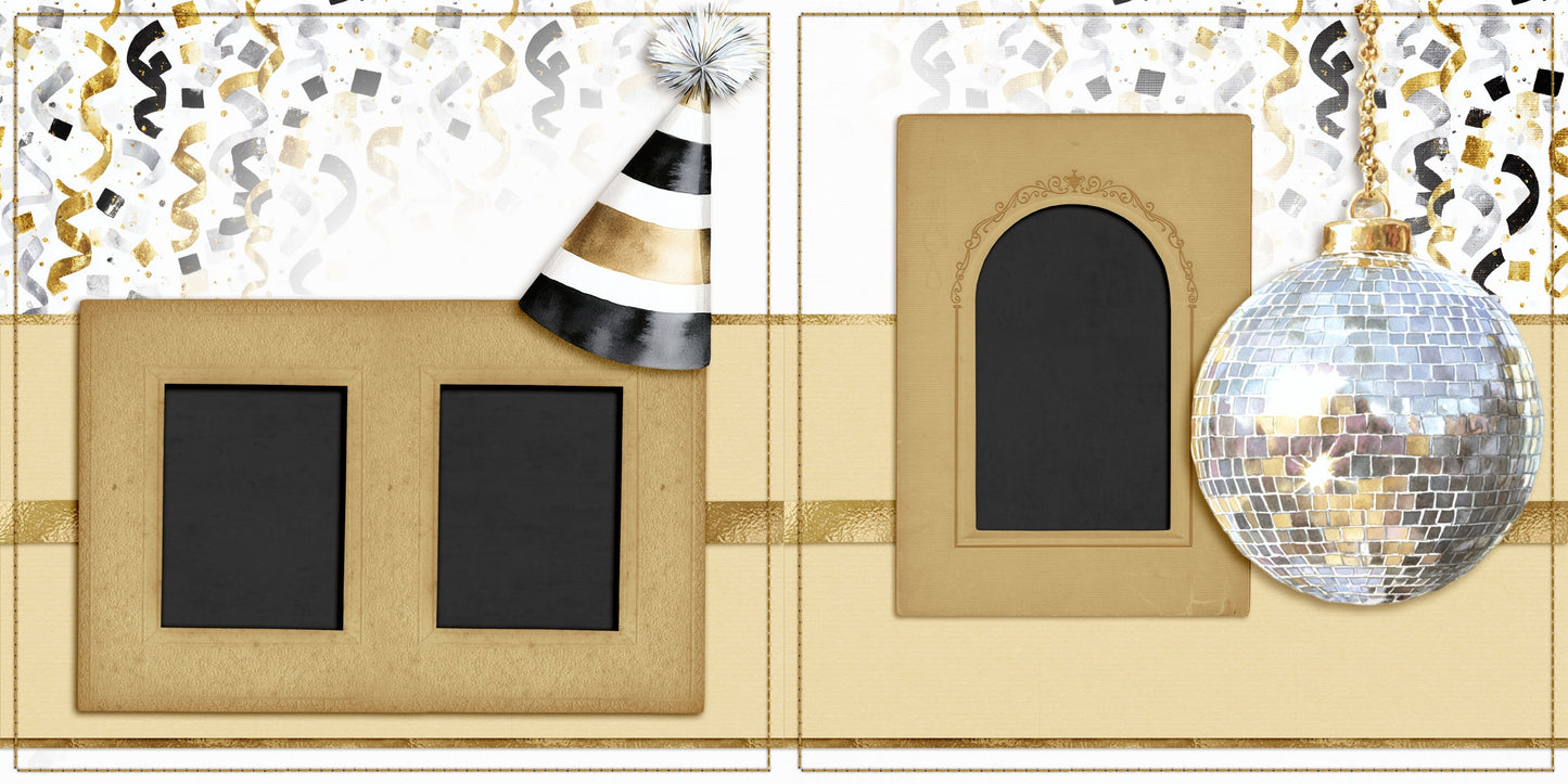 New Year Confetti Hat & Ball - Scrapbook Layout - 26-036