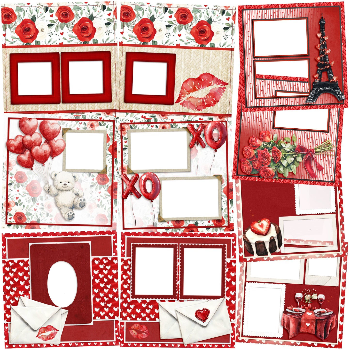 Valentine EZ Quick Pages -  Digital Bundle - 10 Digital Scrapbook Pages - INSTANT DOWNLOAD