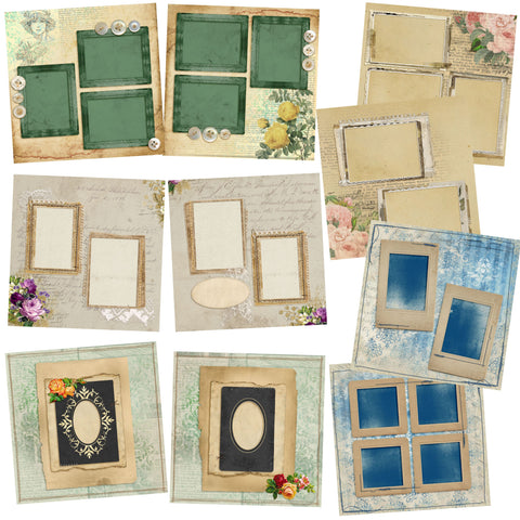 Vintage Lady Set of 5 Double Page Layouts