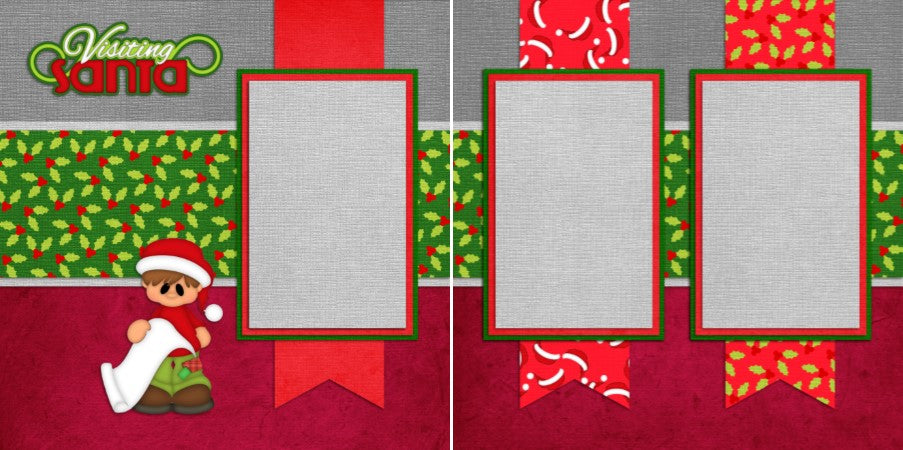 Visiting Santa Boy - Set of 5 Double Page Scrapbook Layouts - 1092