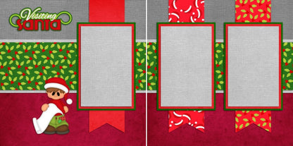 Visiting Santa Boy - Set of 5 Double Page Scrapbook Layouts - 1092