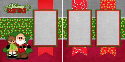 Visiting Santa Girl - Set of 5 Double Page Scrapbook Layouts - 1091