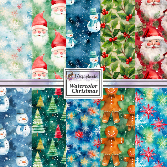 Watercolor Christmas 12X12 Paper Pack - 8575