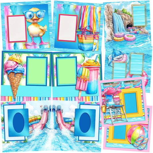 Waterpark - Set of 5 Double Page Scrapbook Layouts - 25-1076