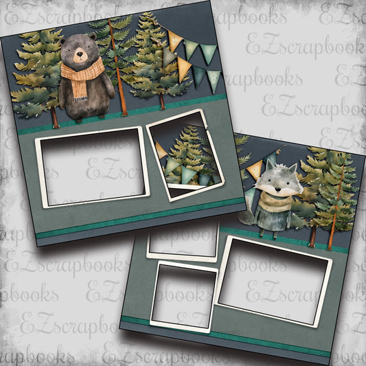Woodland Animals Bear - EZ Digital Scrapbook Pages - INSTANT DOWNLOAD