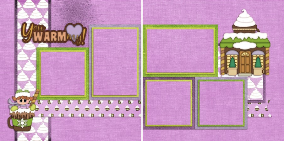 Visiting Santa Girl - Set of 5 Double Page Scrapbook Layouts - 1091
