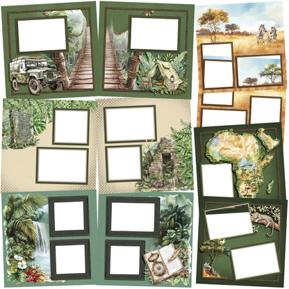 Jungle Safari EZ Quick Pages -  Digital Bundle - 10 Digital Scrapbook Pages - INSTANT DOWNLOAD