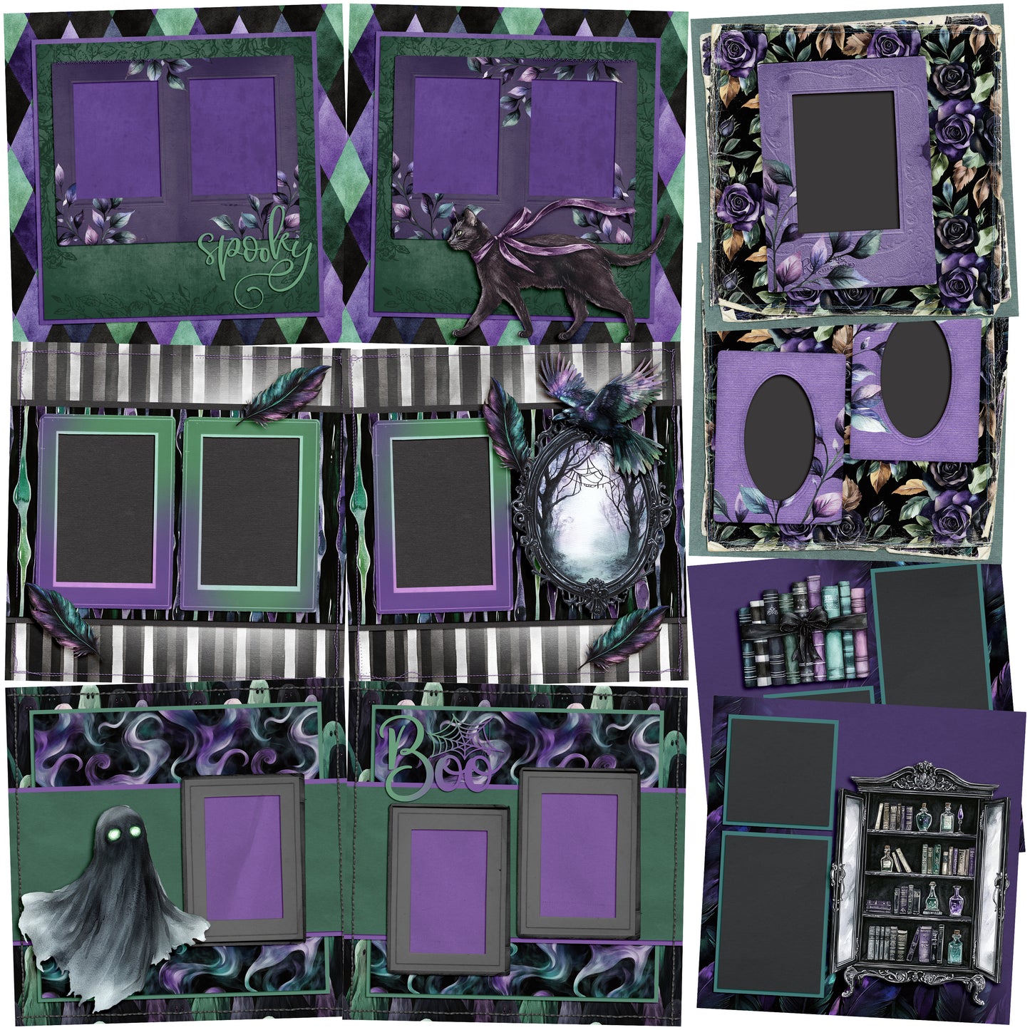 Twilight Chamber - Set of 5 Double Page Scrapbook Layouts - 25-1082