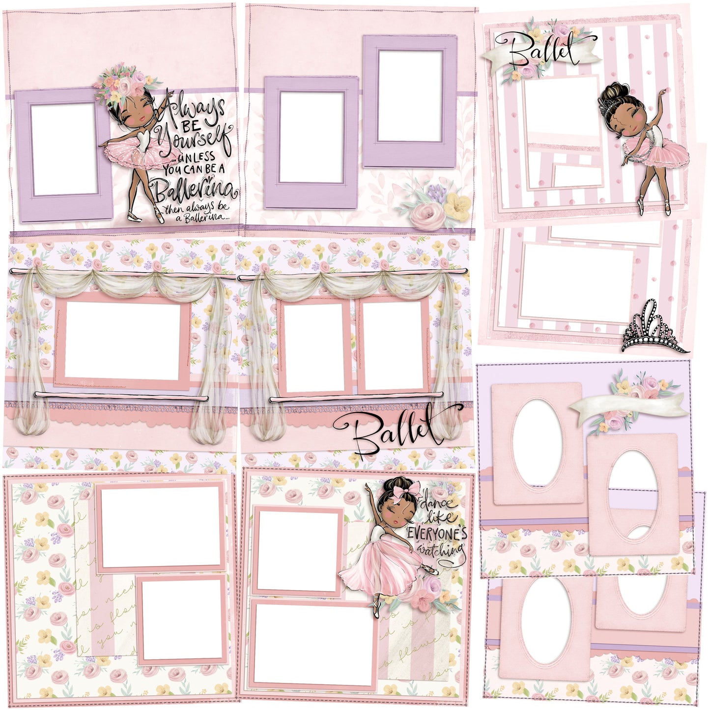 Ballet - African American - EZ Quick Pages - Digital Bundle - 10 Digital Scrapbook Pages - INSTANT DOWNLOAD