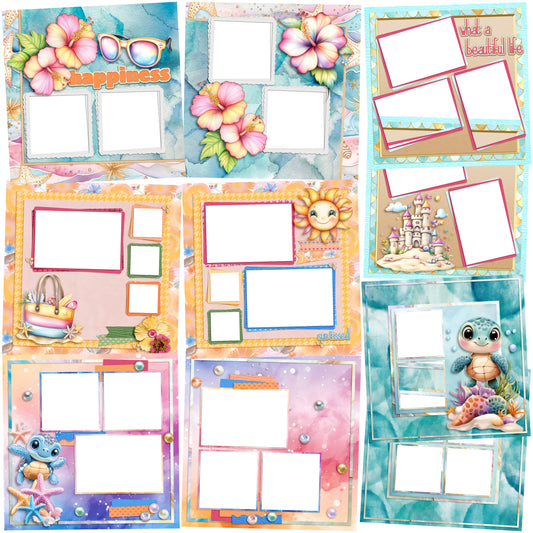 Summer Happiness EZ Quick Pages -  Digital Bundle - 10 Digital Scrapbook Pages - INSTANT DOWNLOAD