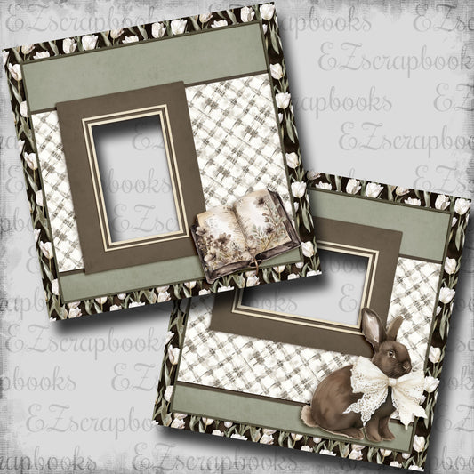 Easter Lace Bunny - EZ Digital Scrapbook Pages - INSTANT DOWNLOAD