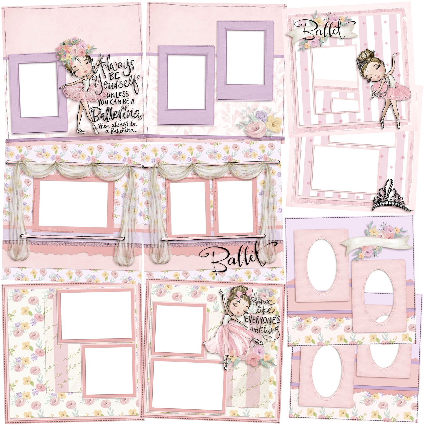 Ballet - Brown Hair - EZ Quick Pages - Digital Bundle - 10 Digital Scrapbook Pages - INSTANT DOWNLOAD