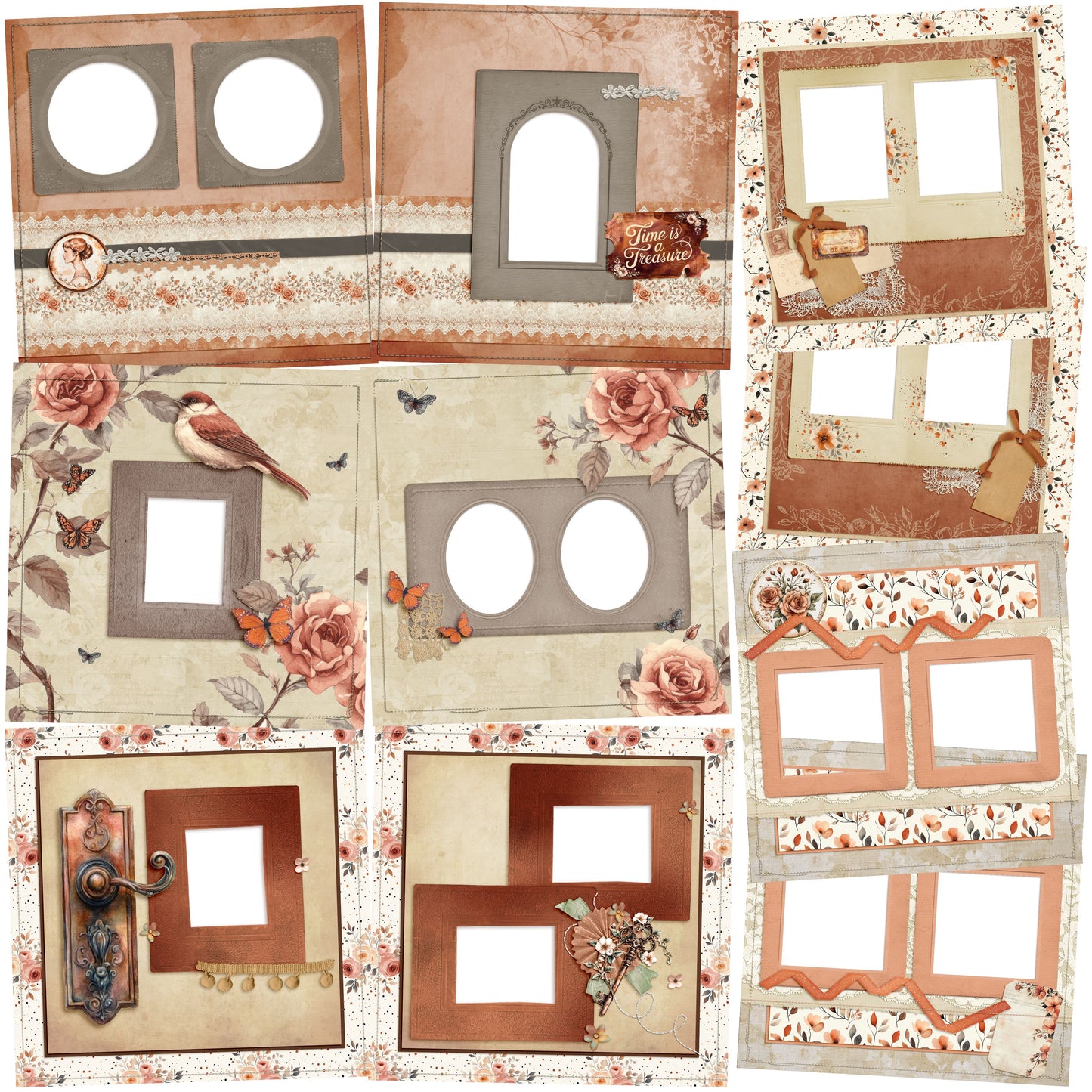 Time is a Treasure EZ Quick Pages -  Digital Bundle - 10 Digital Scrapbook Pages - INSTANT DOWNLOAD
