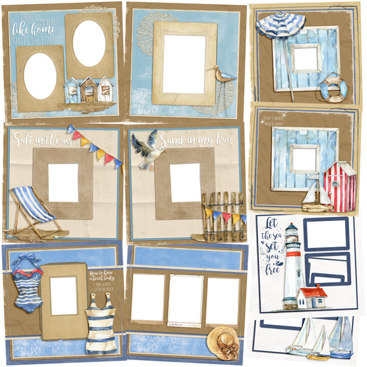 Beach Days EZ Quick Pages -  Digital Bundle - 10 Digital Scrapbook Pages - INSTANT DOWNLOAD