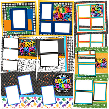 Back to School Boy Collection 1 EZ Quick Pages -  Digital Bundle - 10 Digital Scrapbook Pages - INSTANT DOWNLOAD