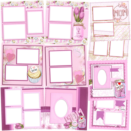 I Heart Mom EZ Quick Pages -  Digital Bundle - 10 Digital Scrapbook Pages - INSTANT DOWNLOAD
