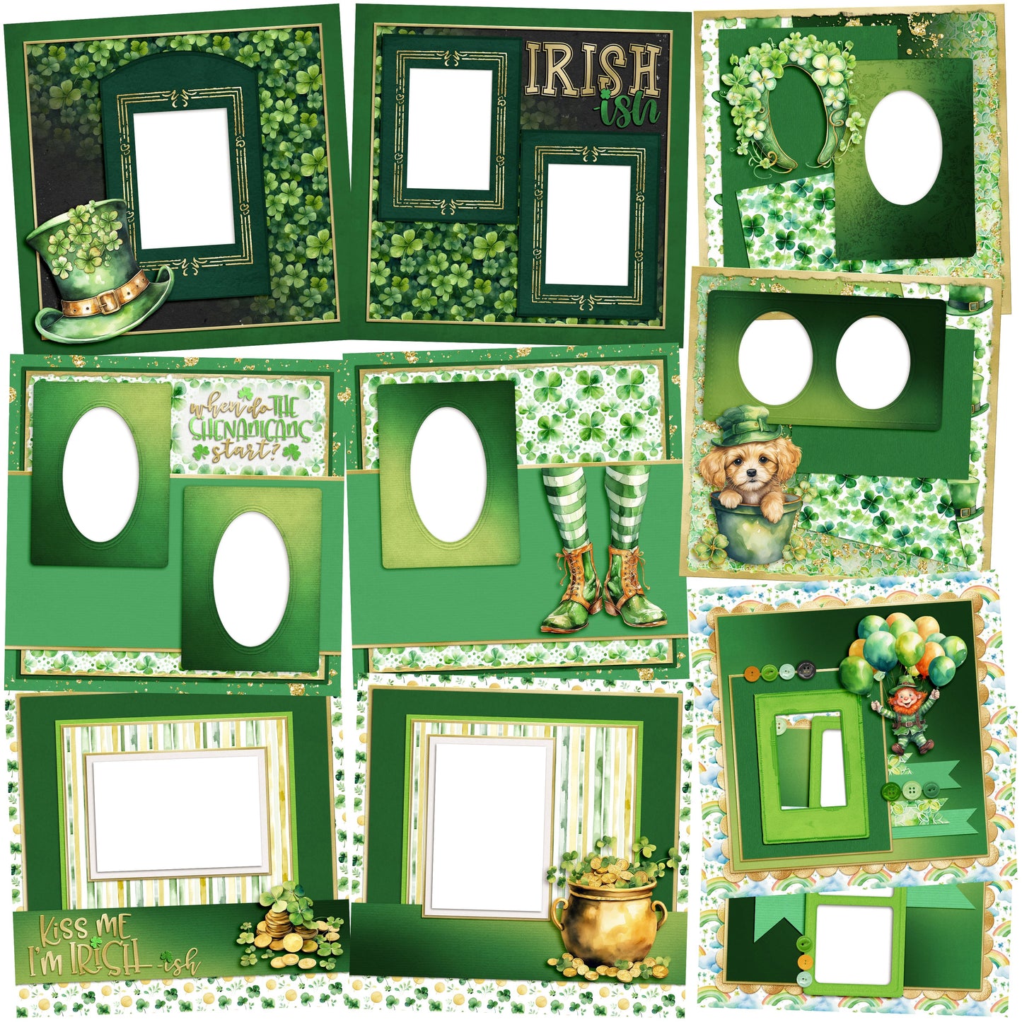 St Patrick's Day EZ Quick Pages -  Digital Bundle - 10 Digital Scrapbook Pages - INSTANT DOWNLOAD