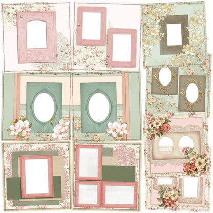 Floral & Lace EZ Quick Pages -  Digital Bundle - 10 Digital Scrapbook Pages - INSTANT DOWNLOAD