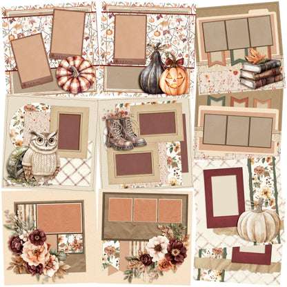 Spelling Autumn - Set of 5 Double Page Scrapbook Layouts - 25-1070
