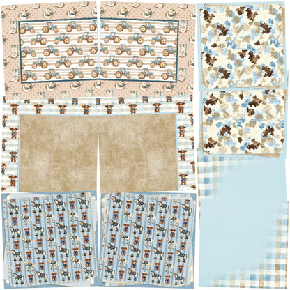 Blue Farm EZ Background Pages -  Digital Bundle - 10 Digital Scrapbook Pages - INSTANT DOWNLOAD