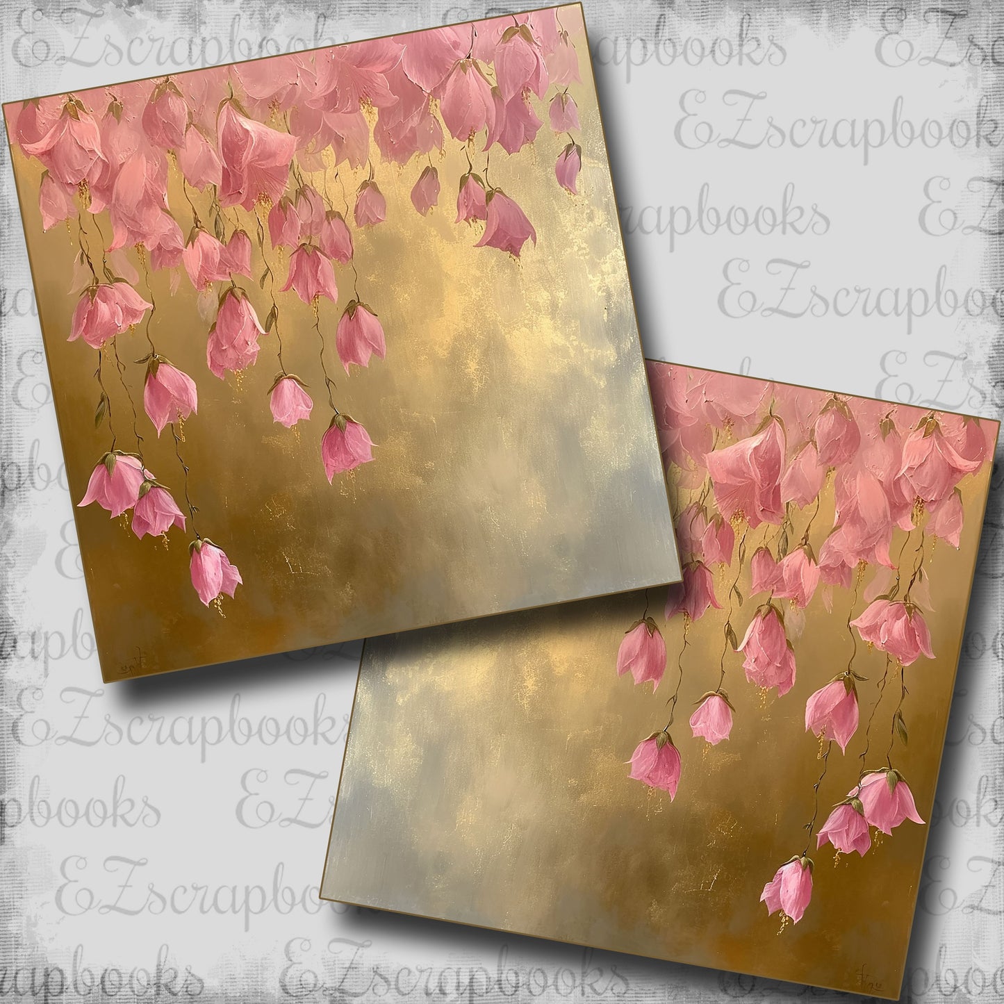 Pink Flower Cascade NPM - Scrapbook Layout - 25-540