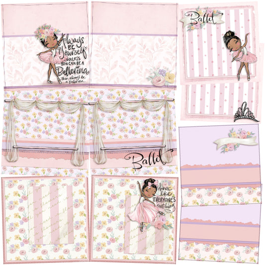 Ballet - African American EZ Background Pages -  Digital Bundle - 10 Digital Scrapbook Pages - INSTANT DOWNLOAD