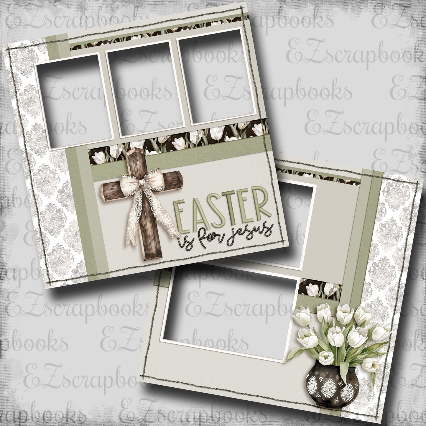 Easter Lace Jesus - EZ Digital Scrapbook Pages - INSTANT DOWNLOAD
